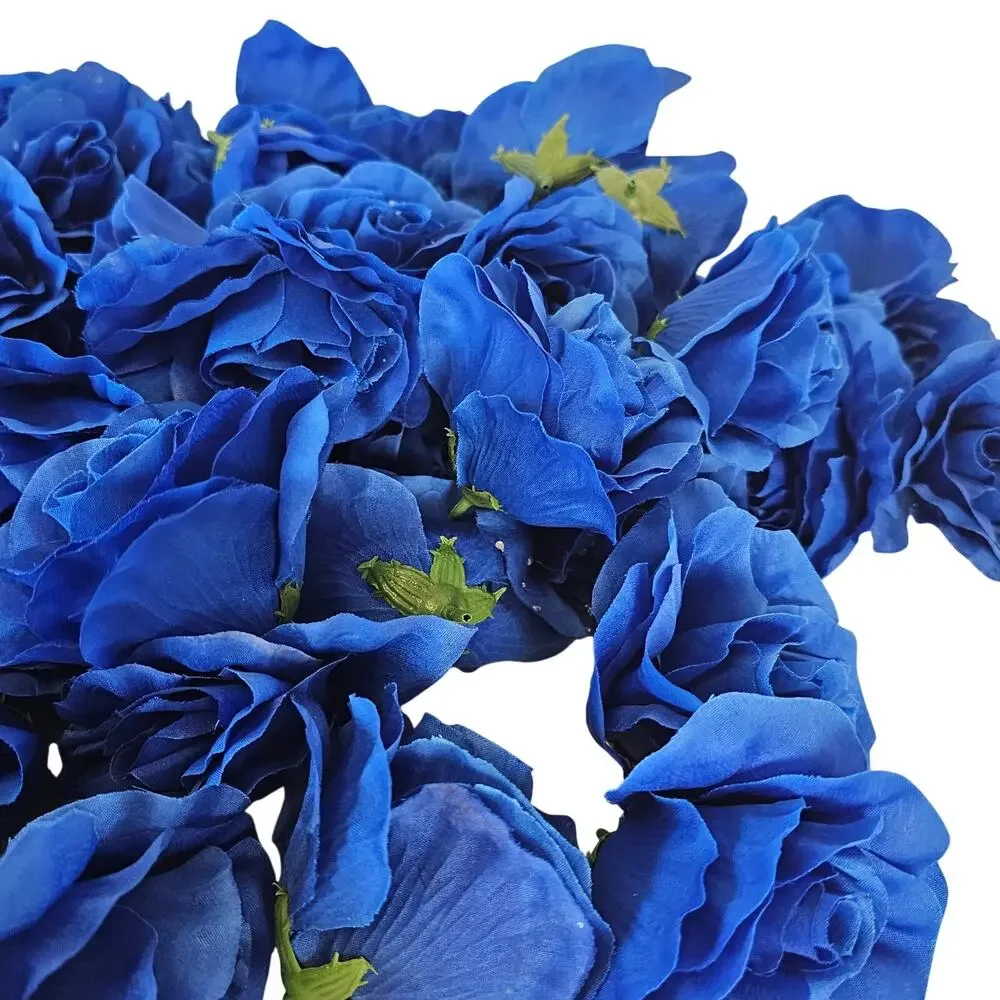 38 Royal Cobalt Blue Artificial Silk Rose Flower Heads 4in Wedding Craft Wreath
